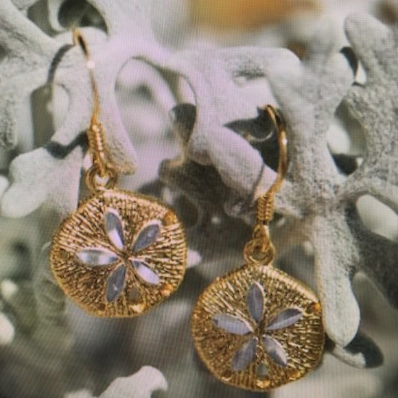 Jewelry - 14 K Gold Plated Sand Dollar French Wire Earrings